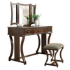 Benzara 3 Piece Spacious Wooden Vanity Set with Trestle Base, Brown