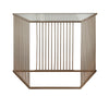 Benzara Metal and Glass Sofa Table with Vertical Slat Design, Gold