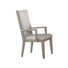 Benzara Wooden Arm Chairs with Fabric Padded Seat and High Backrest, Gray, Set of 2