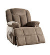 Benzara Fabric Upholstered Tufted Recliner with Massage and Power Lift Mechanism, Light Brown