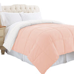 Genoa Twin Size Box Quilted Reversible Comforter The Urban Port, White and Pink