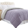 Genoa Twin Size Box Quilted Reversible Comforter The Urban Port, Purple and Gray