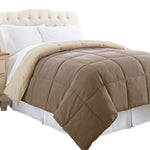 Genoa Queen Size Box Quilted Reversible Comforter The Urban Port, Brown and Gold