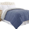 Genoa Reversible King Comforter with Box Quilted The Urban Port, Silver and Blue
