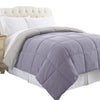 The Urban Port BM202059 Genoa King Size Box Quilted Reversible Comforter, Purple & Gray