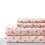 Melun 3 Piece Twin Size Sheet Set with Rose sketch The Urban Port, Pink