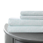 Venice 4 Piece Button Fern King Size Sheet Set The Urban Port, Blue and White
