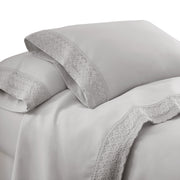 Udine 3 Piece Twin Size Microfiber Sheet Set with Crochet lace The Urban Port, Gray
