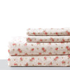 Melun 4 Piece Rose Pattern California King Sheet Set The Urban Port, Pink and White