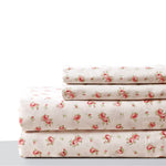 Melun 4 Piece Rose Pattern California King Sheet Set The Urban Port, Pink and White