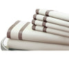 Lille 6 Piece Full Sheet Set with Double Satin Band The Urban Port, Cream and Brown