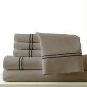 Milan 6 Piece Full Size Sheet Set with Double Marrow Hem The Urban Port, Gray