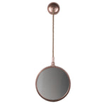 Benzara Metal Frame Round Wall Mirror with Attached Rope Hanging,Small, Copper