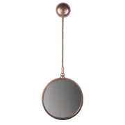 Benzara Metal Frame Round Wall Mirror with Attached Rope Hanging,Small, Copper