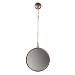 Benzara Metal Frame Round Wall Mirror with Attached Rope Hanging,Medium,Copper