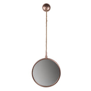 Benzara Metal Frame Round Wall Mirror with Attached Rope Hanging,Medium,Copper