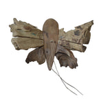 Benzara Teak Butterfly Decor with Two Attached Rope Hangings, Large, Brown