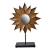Benzara Metal Starburst Table Mirror with Rectangle Wooden Base,Gold and Black