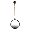Benzara Round Metal Wall Mirror with Chain Hanger, Black and Gold