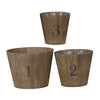 Benzara Wooden Planter with Round Base and Assorted Sizes, Set of 3, Brown