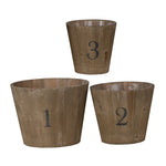 Benzara Wooden Planter with Round Base and Assorted Sizes, Set of 3, Brown
