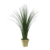 Benzara Decorative Polyester Real Like Grass with Ornamental Pot, Green