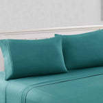The Urban Port Bezons 4 Piece King Size Microfiber Sheet Set with 1800 Thread Count, Teal Blue