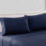 The Urban Port Bezons 4 Piece King Size Microfiber Sheet Set with 1800 Thread Count, Navy Blue
