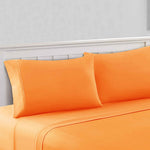 The Urban Port Bezons 4 Piece King Size Microfiber Sheet Set with 1800 Thread Count, Orange