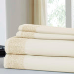 Le Mans 4 Piece Full Size Microfiber Sheet Set with Crystal Lace The Urban Port,Cream