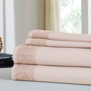 Le Mans 4 Piece Full Size Crystal Lace Microfiber Sheet Set The Urban Port, Pink