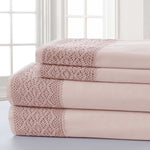 Le Mans 4 Piece Full Size Microfiber Sheet Set with Lace Trim The Urban Port, Pink