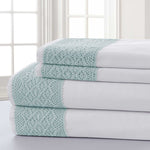 Le Mans 4 Piece Queen Size Sheet Set with Lace Trim The Urban Port, Blue and White
