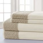 Le Mans 4 Piece King Size Sheet Set with Crystal Lace The Urban Port, Cream