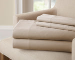 The Urban Port Sassuolo 4 Piece Bamboo Rich King Size Sheet Set with 220 Thread Count, Beige
