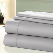Nancy 4 Piece 1200 Thread Count Twin Size Cotton Sheet Set The Urban Port, Silver