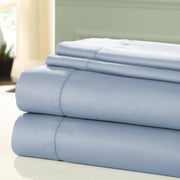 Nancy 4 Piece 1200 Thread Count Twin Size Cotton Sheet Set The Urban Port, Light Blue