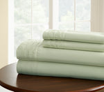 Asti 4 Piece 1000 Thread Count Pintuck Hem Queen Size Sheet Set The Urban Port, Green