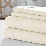 Como 4 Piece 1800 Thread Count Queen Size Cotton Sheet Set The Urban Port, Cream