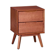 Benzara Mid Century Modern Style Wooden Nightstand with Angled Legs, Brown
