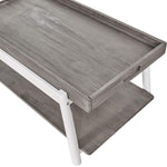 Benzara Modern Style Wooden Coffee Table with Tray Like Top, White and Gray