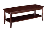 Benzara Rectangular Wooden Coffee Table with Bottom Shelf and Sabre Legs,Brown