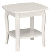 Benzara Rectangular Wooden End Table with Bottom Shelf and Sabre Legs, White