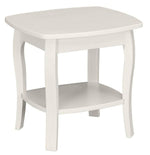 Benzara Rectangular Wooden End Table with Bottom Shelf and Sabre Legs, White