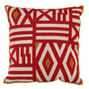 Benzara 18 x 18 Inch Geometric Embroidered Feather Filled Pillow, Set of 2,White and Red