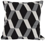 Benzara 20 x 20 Inch Cashmere Pillow with Zig Zag Pattern, Set of 2, Black and Gray