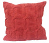 Benzara 18 X 18 Inch Cotton Cable Knit Pillow with Twisted Details, Set of 2, Orange