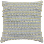 Benzara 18 X 18 Inch Hand Woven Pillow with Stripe Pattern, Set of 2, Blue and Yellow