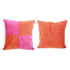 Benzara 20 X 20 Inch Fabric Pillow with Patch Work Details, Set of 2, Orange and Pink