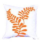 Benzara 18 X 18 Inch Cotton Pillow with Sprig Pattern Embroidery, Set of 2, Orange